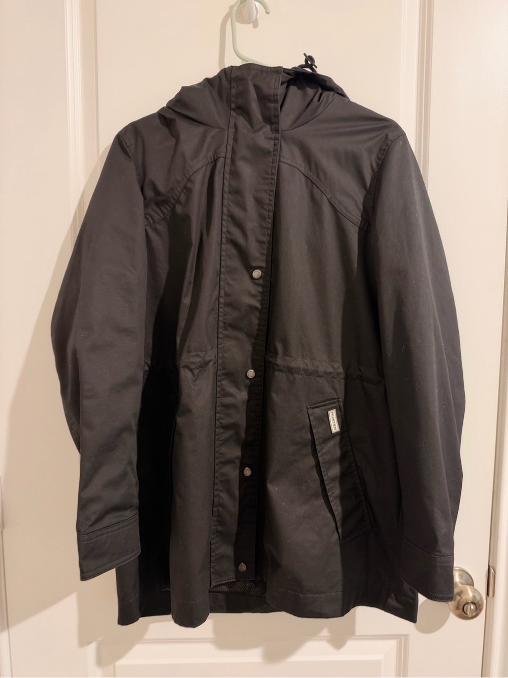 Hunter Black Hooded Raincoat - Men's Water-Resistant Shell